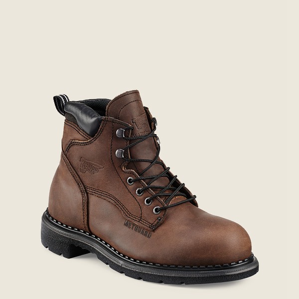 Red Wing Safety Bot Erkek - Supersole® - 6-Inch Waterproof Toe Metguard - Kahverengi/Siyah - 06QPLYR